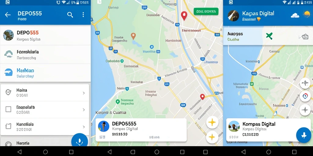 Antarmuka DEPO555 menunjukkan kompas digital dengan navigasi yang jelas.