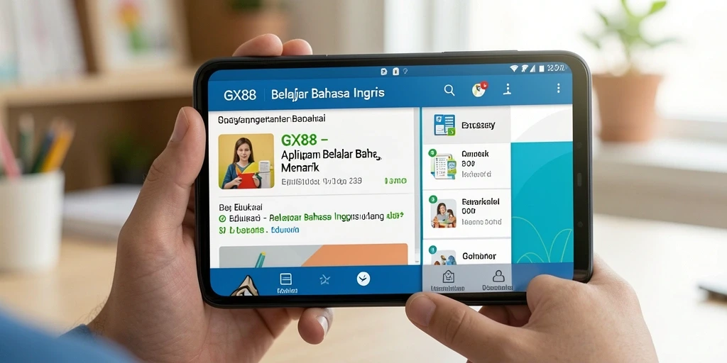 Tampilan antarmuka aplikasi GX88 yang menarik untuk belajar bahasa Inggris.