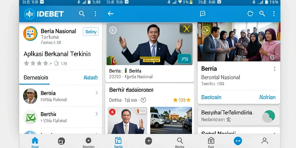 Antarmuka aplikasi IDEBET menampilkan berita nasional terkini dan terpercaya.