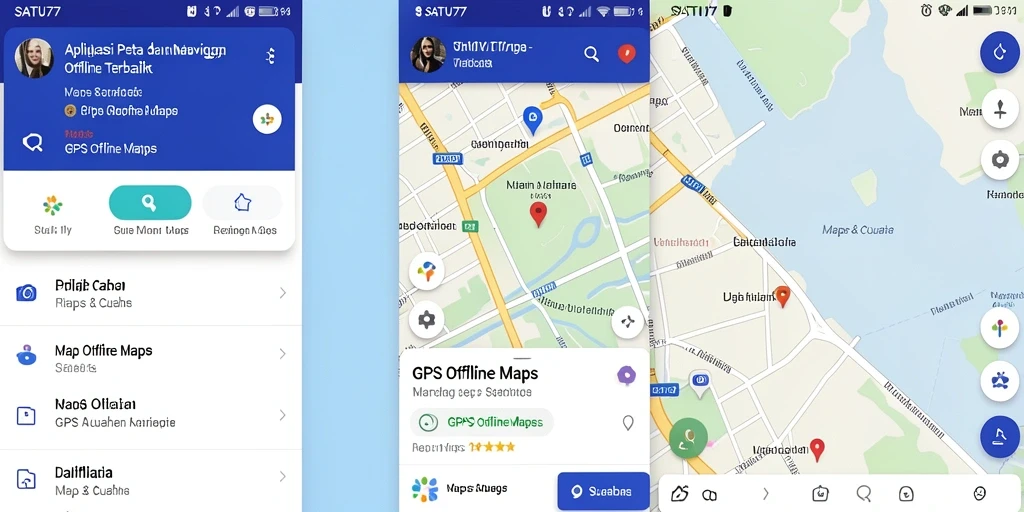 Antarmuka SATU77 yang memudahkan navigasi GPS Offline.