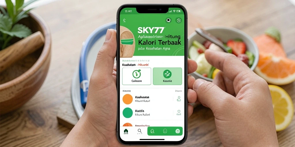 Tampilan antarmuka aplikasi Hitung Kalori SKY77 yang user-friendly.