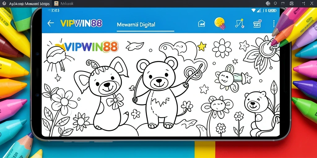 Screenshot VIPWIN88 menampilkan antarmuka aplikasi Mewarnai Digital yang menarik.
