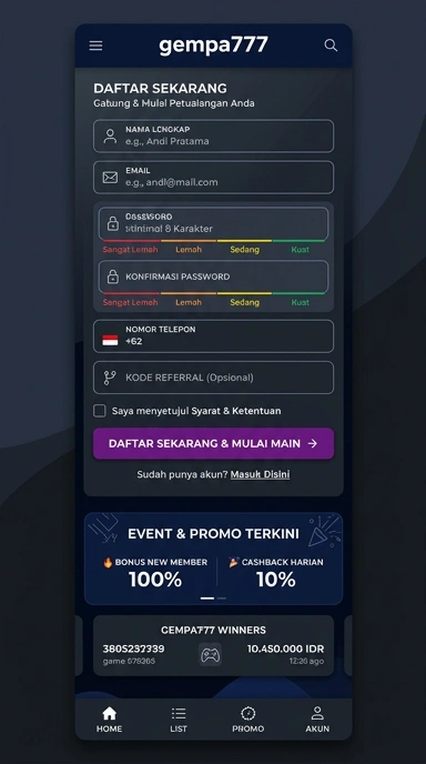Buat Akun Baru di gempa777 Dengan Mudah